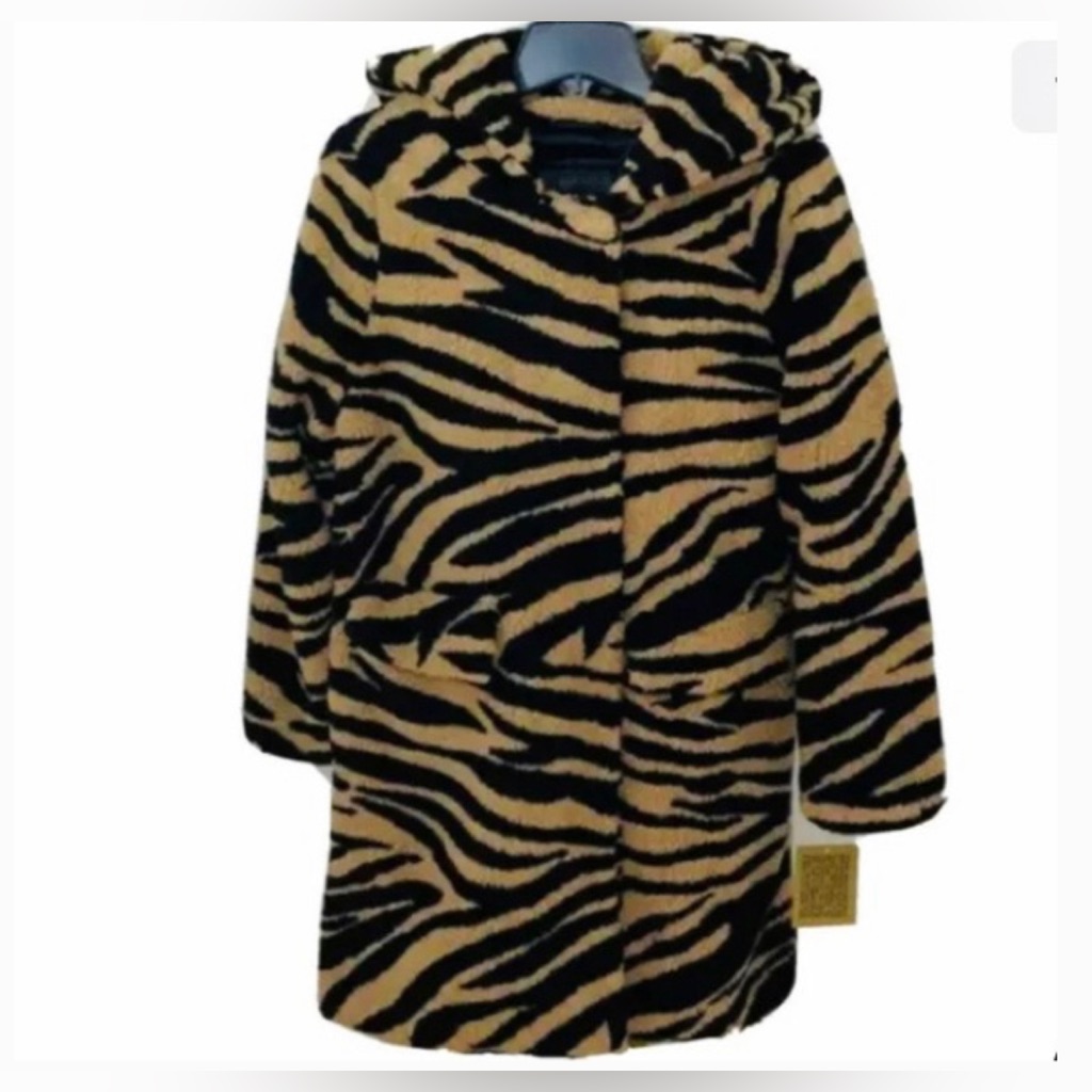 Steve Madden Women's Tiger Sherpa Hooded Coat - Brand New With Tags